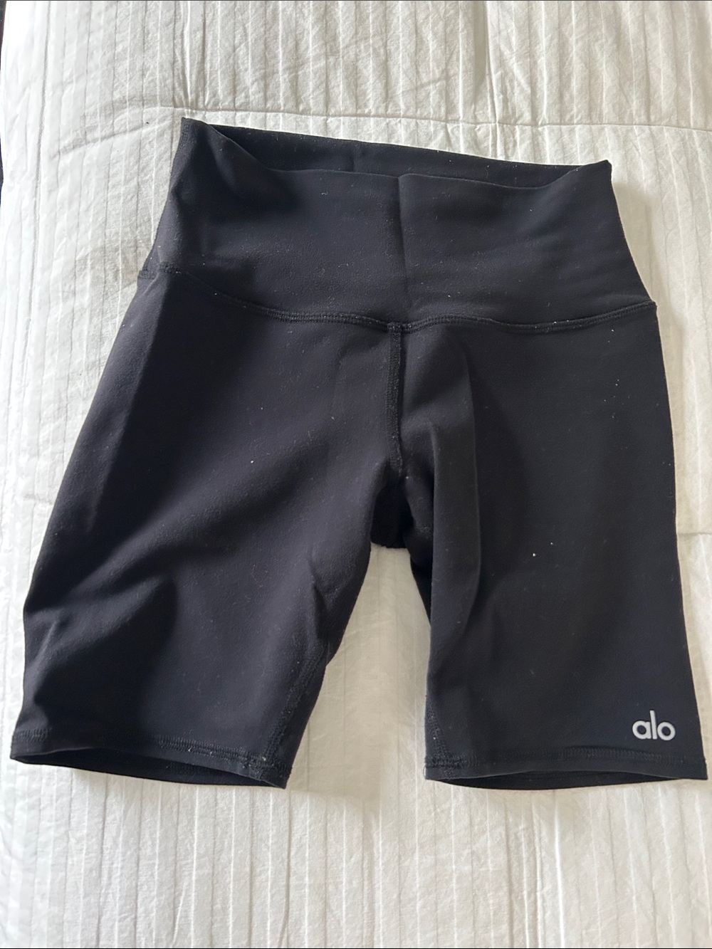 ALO Yoga Black High-Rise Bike Shorts with Logo